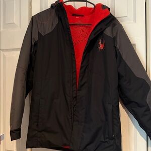Spyder Black and Red Hooded Jacket, youth xl 18, excellent condition